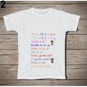 1. Sınıf Öğretmeni Harfler Tişörtü