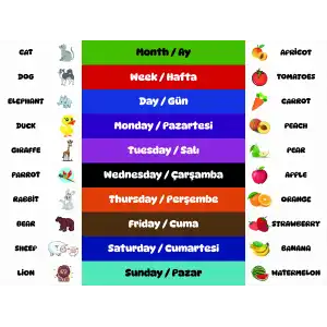 İngilizce ve Türkçe Aylar Merdiven Yazısı