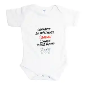 Pamuk Polyester Kısa Kollu Beyaz Bebek Zıbını (Unisex) 2