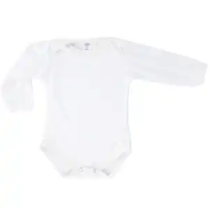 Pamuk Polyester Uzun Kollu Beyaz Bebek Zıbını (Unisex)