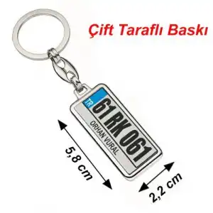 Sublimasyon Gümüş Krom Anahtarlık-Çift Taraflı