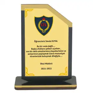 Sublimasyon Metal Baskılı Siyah Ahşap Plaket - Altın Metalli 2