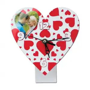 Sublimasyon Metalli Kalp Masa Saati 14 cm