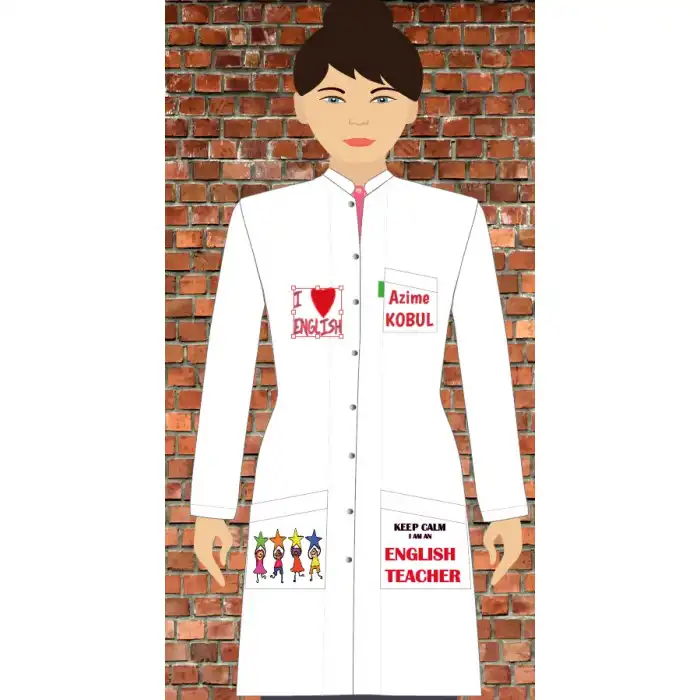 İngilizce Baskılı Bayan Öğretmen Önlüğü 1