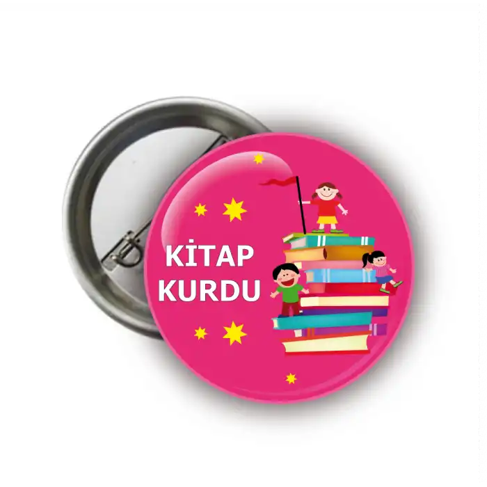 Kitap Kurdu Rozeti (Pembe)
