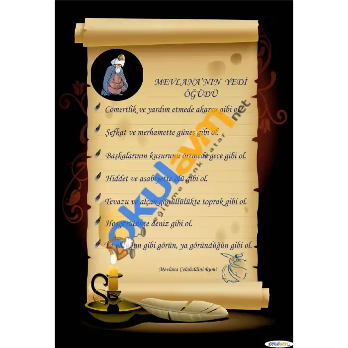 Mevlananın Yedi Öğüdü Afişi