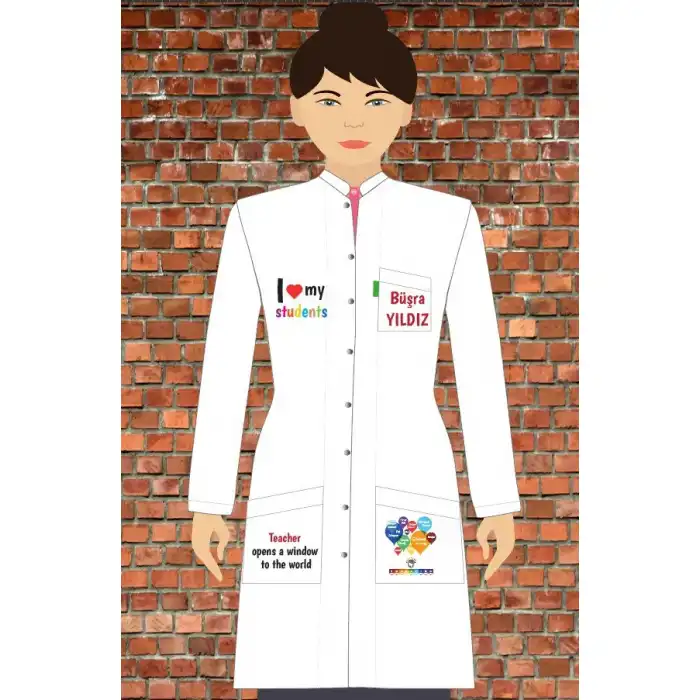 İngilizce Baskılı Bayan Öğretmen Önlüğü 2