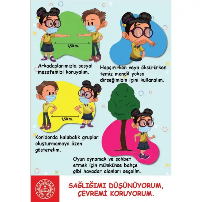 Sağlığımı Düşünüyorum Mesafemi Koruyorum Afişi (Posteri)
