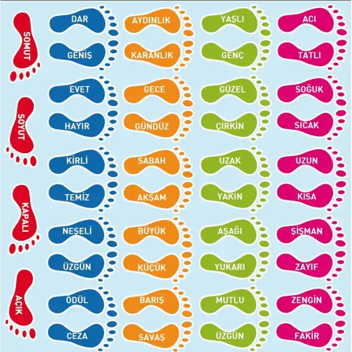 Zıt Anlamlı Sözcükler Ayak İzi