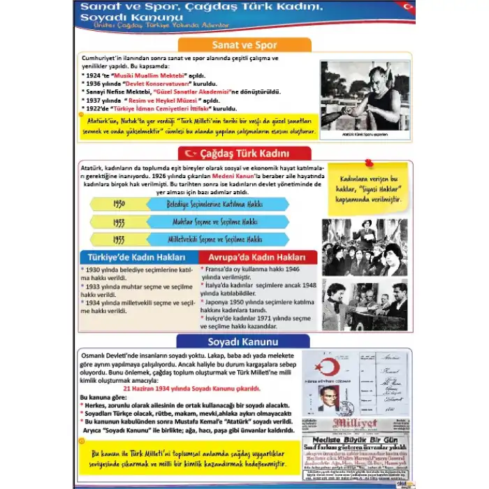 Sanat ve Spor, Çağdaş Türk Kadını, Soyadı Kanunu Afişi (Posteri)