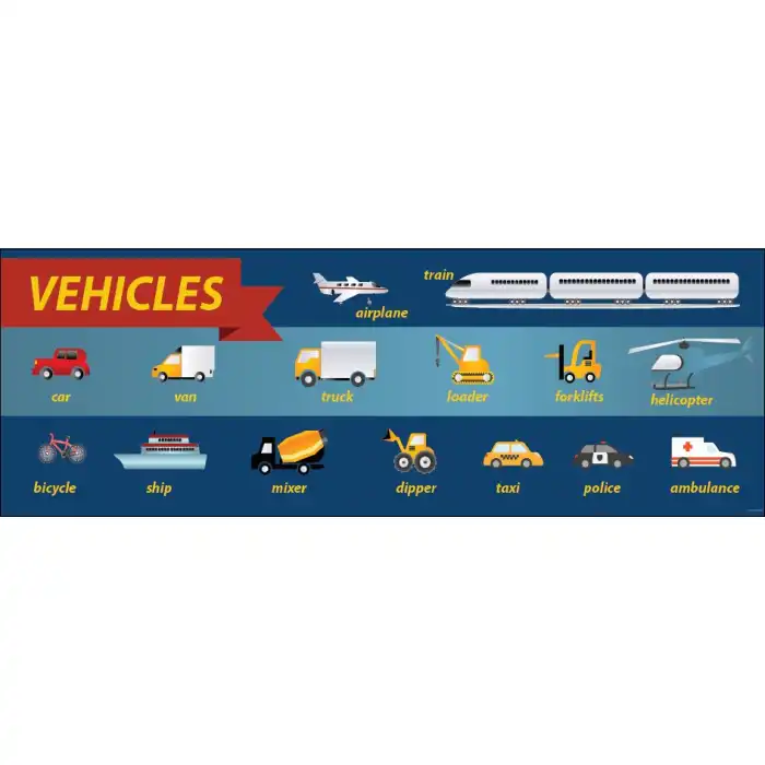 İngilizce Vehicles Afişi