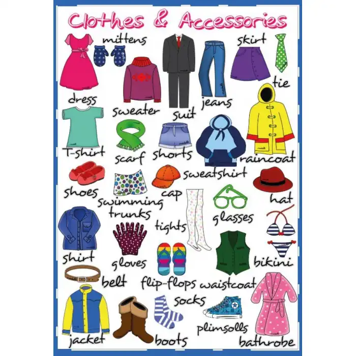 İngilizce Clothes And Accessories Afişi