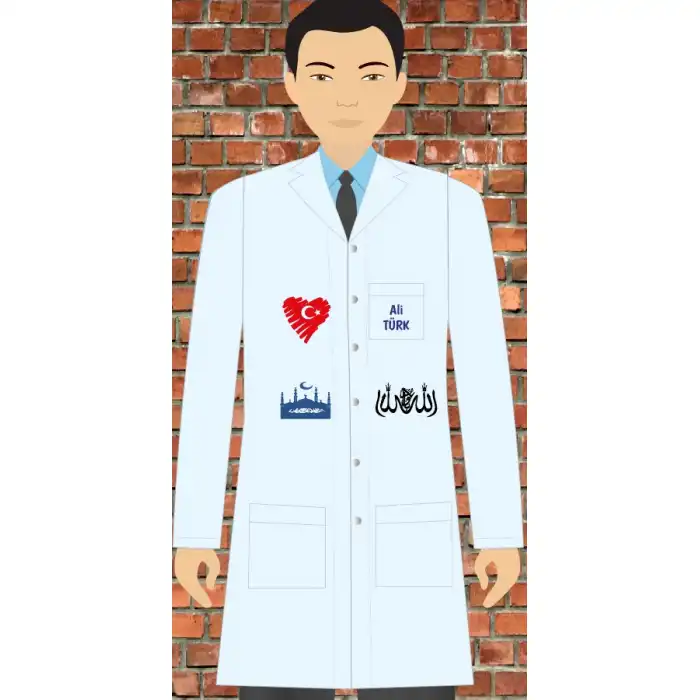 Din Dersi Baskılı Erkek Öğretmen Önlüğü