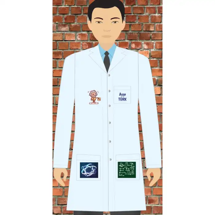 Fizik Baskılı Erkek Öğretmen Önlüğü