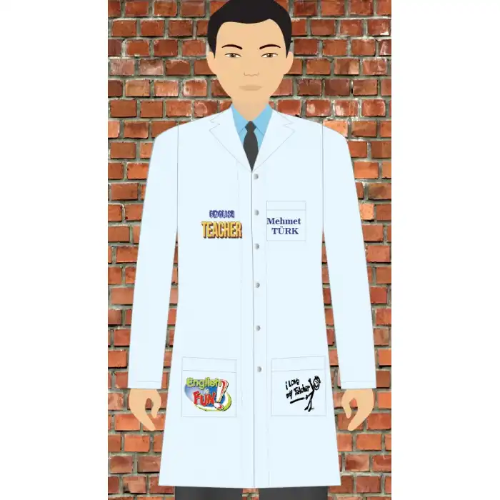 İngilizce Baskılı Erkek Öğretmen Önlüğü 1