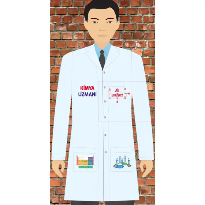 Kimya Baskılı Erkek Öğretmen Önlüğü