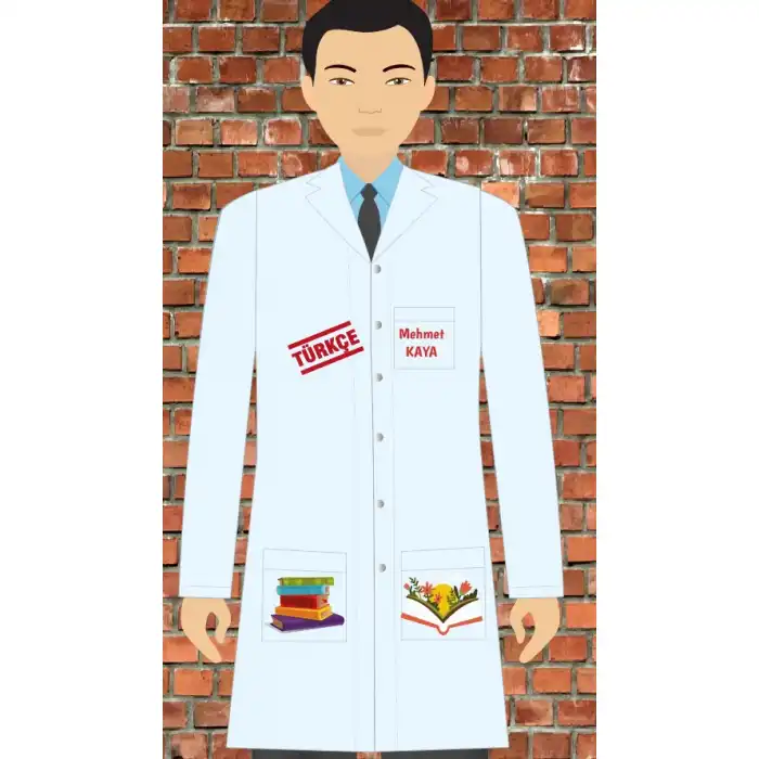 Türkçe Baskılı Erkek Öğretmen Önlüğü