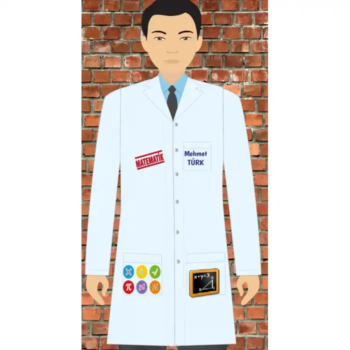 Matematik Baskılı Erkek Öğretmen Önlüğü