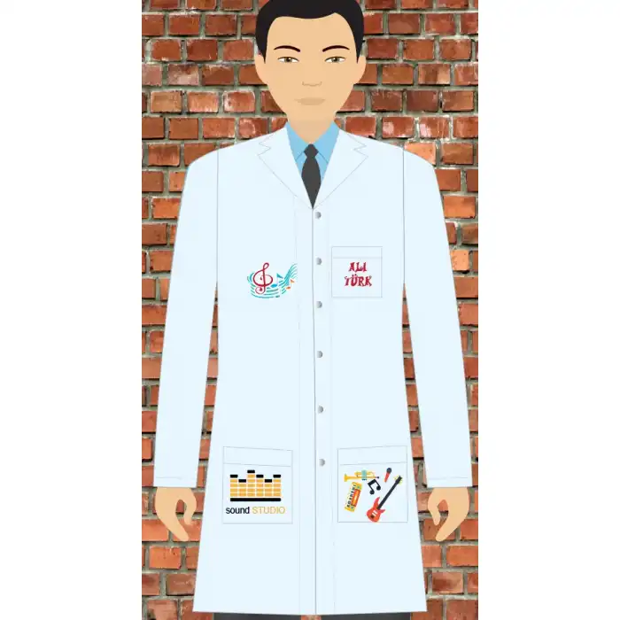 Müzik Baskılı Erkek Öğretmen Önlüğü