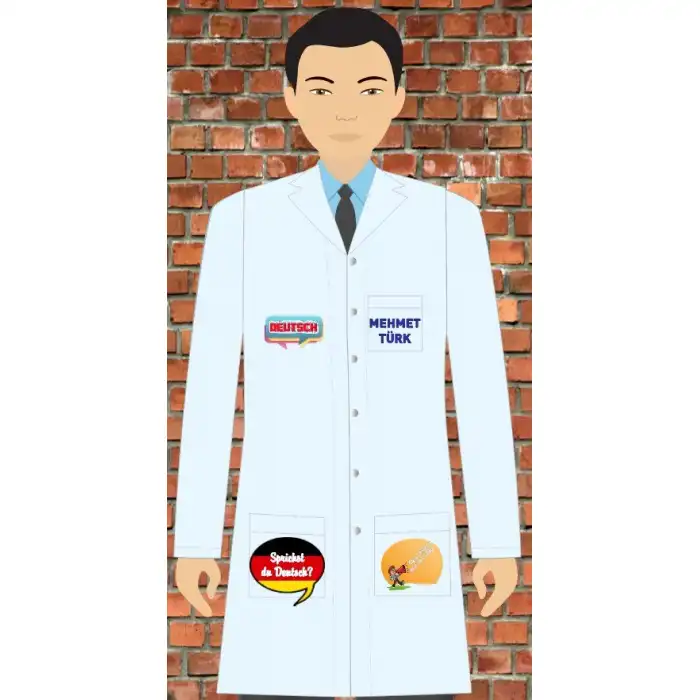 Almanca Baskılı Erkek Öğretmen Önlüğü