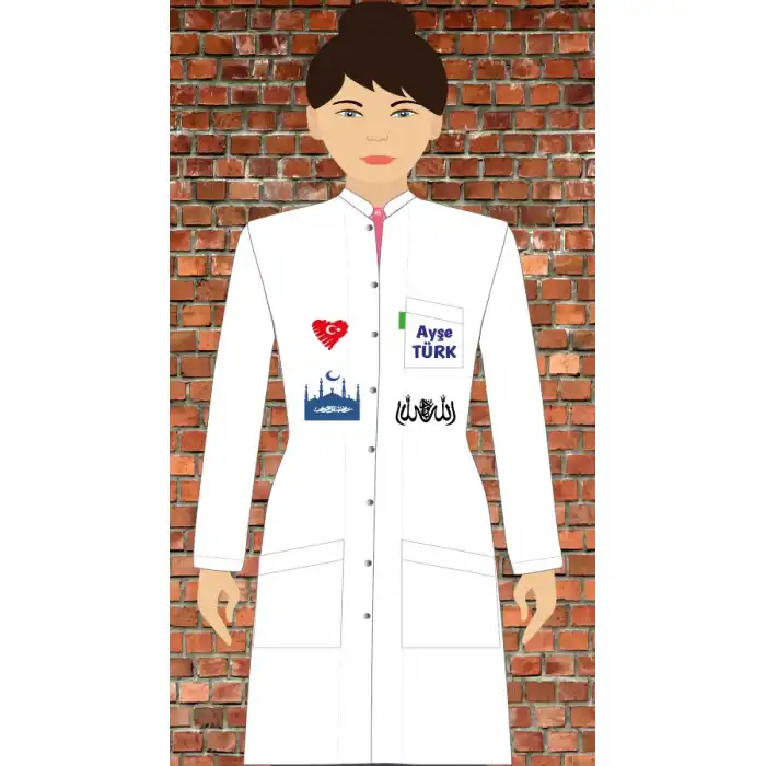 Baskılı Bayan Din Dersi Öğretmeni Önlüğü