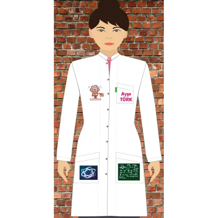 Fizik Baskılı Bayan Öğretmen Önlüğü