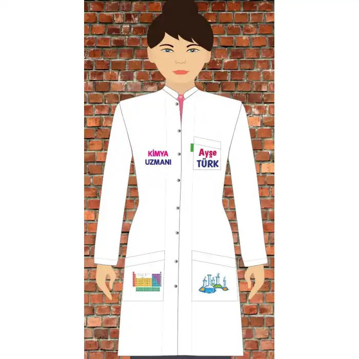 Kimya Baskılı Bayan Öğretmen Önlüğü