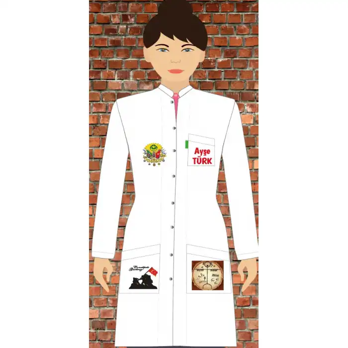 Tarih Basklı Bayan Öğretmen Önlüğü