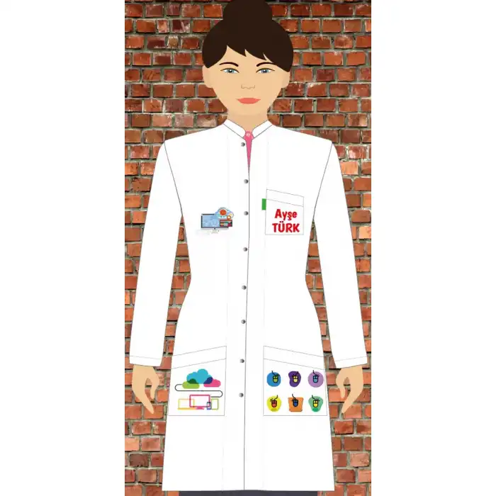 Bilişim T. Baskılı Bayan Öğretmen Önlüğü