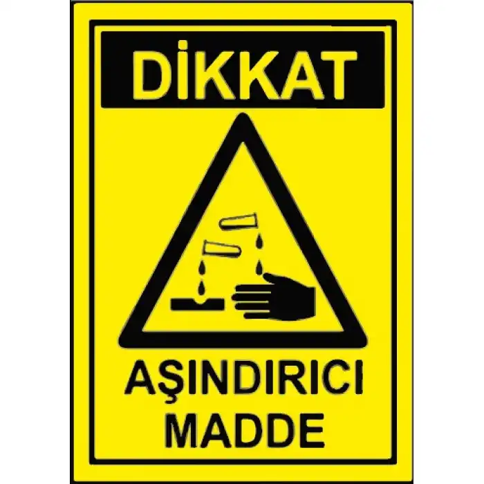 Dikkat Aşındırıcı Madde levhası
