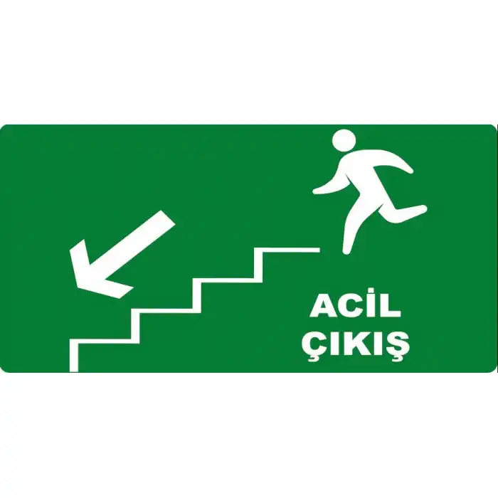 Acil Çıkış Aşağı Yön Levhası (Sol)