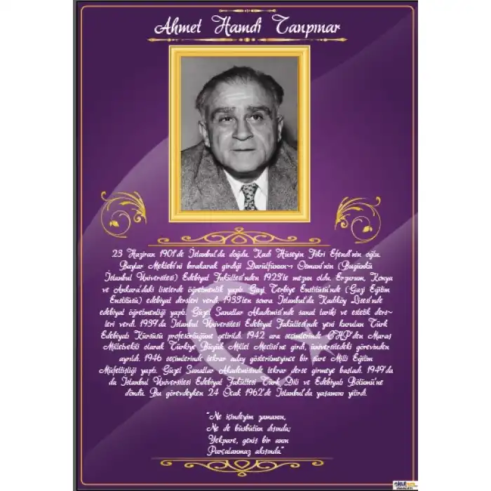 Ahmet Hamdi Tanpınar Afişi (Posteri) 2