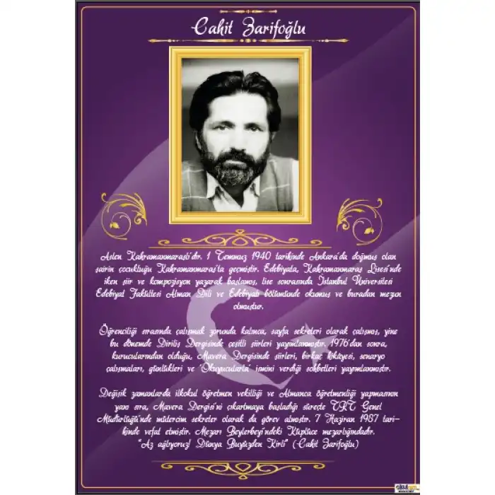 Cahit Zarifoğlu Afişi (Posteri) 2