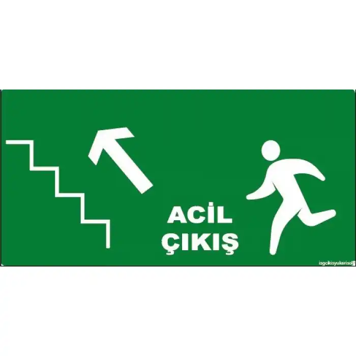 Acil Çıkış Sol Yukarı Yön Levhası