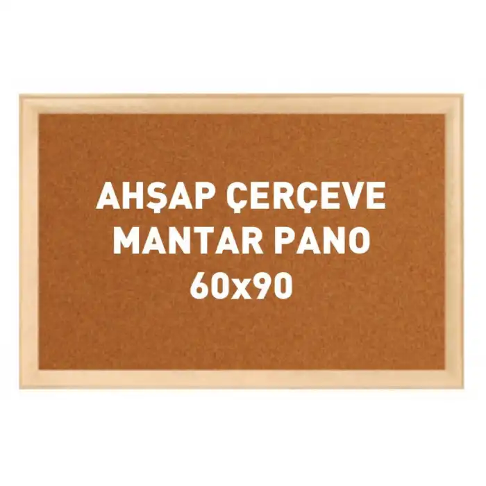 Ahşap Çerçeve Mantar Okul Panosu 60x90