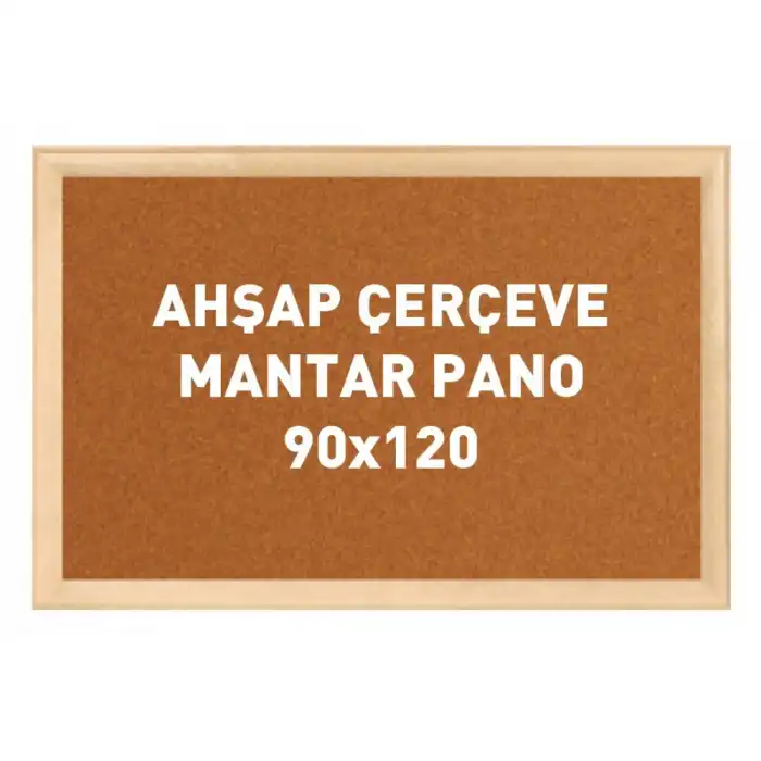 Ahşap Çerçeve Mantar Okul Panosu 90x120