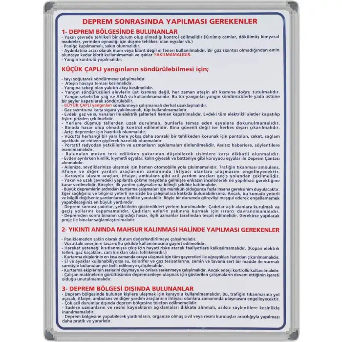 Alüminyum Çerçeve Deprem Sonrasında Yapılması Gerekenler 50x70
