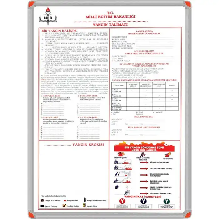 Alüminyum Çerçeve Yangın Güvenlik Talimatı 50x70