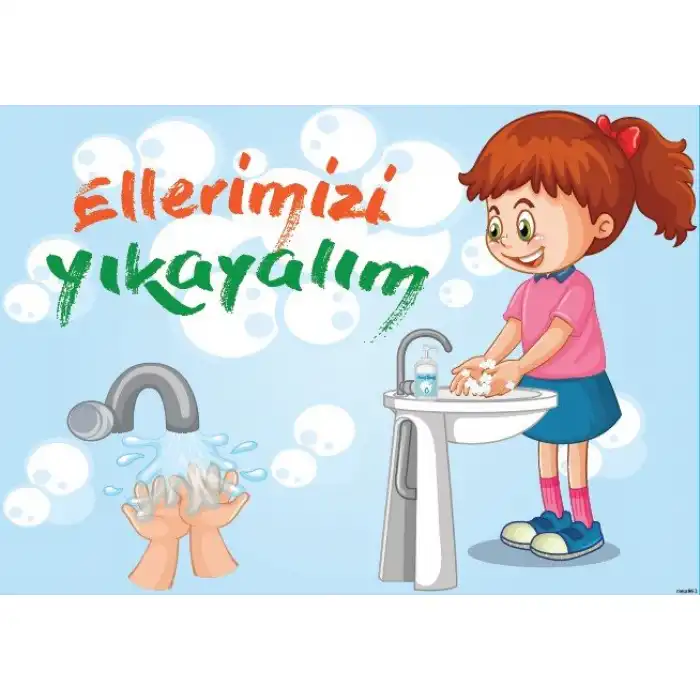 Ellerimizi Yıkayalım Uyarı Afişi (Kız)