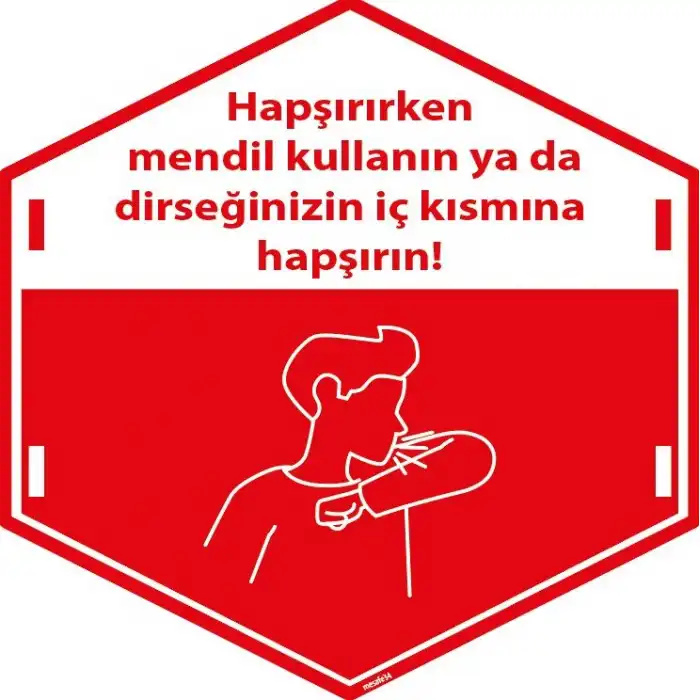Hapşırırken Mendil Kullanın Etiketi  (Laminasyonlu)