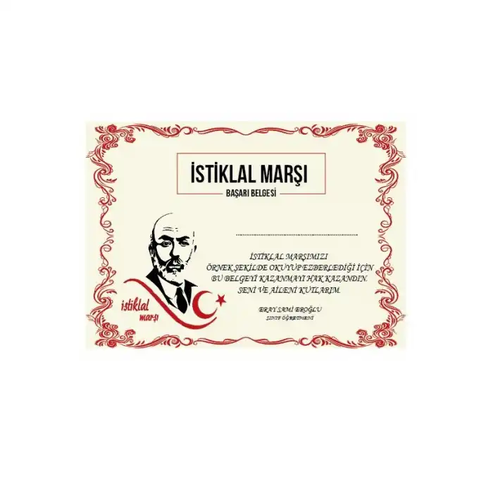 İstiklal Marşı'nı Ezbere Okudum Belge