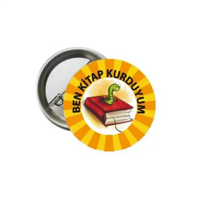 Kitap Kurdu Sarı Öğrenci Motivasyon Rozeti