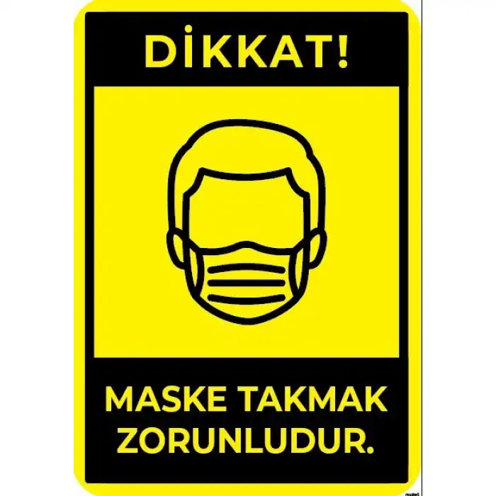 Maske Takmak Zorunludur Yapıştırma Yazıları 6 (25x35)