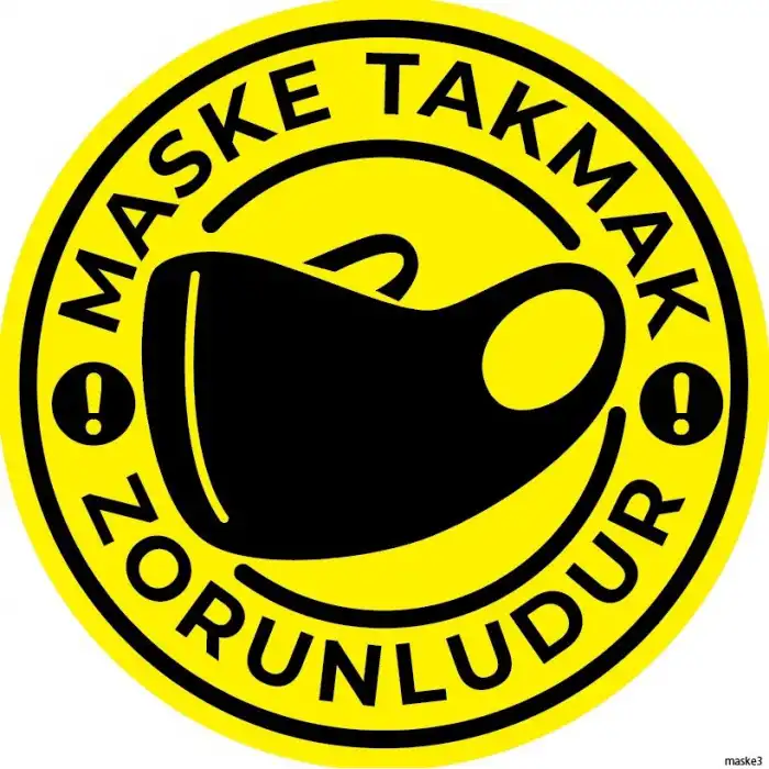 Maske Takmak Zorunludur Yer Yapıştırma 3 (Laminasyonlu)