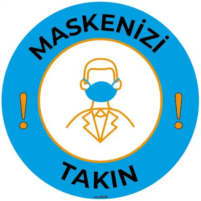 Maskenizi Takın  Yapıştırma Etiketi 2 (Laminasyonlu)
