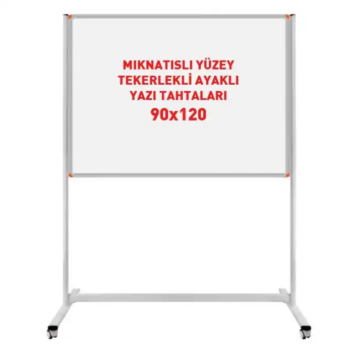 Mıknatıs Yüzeyli Tekerlekli Yazı Tahtası 90x120