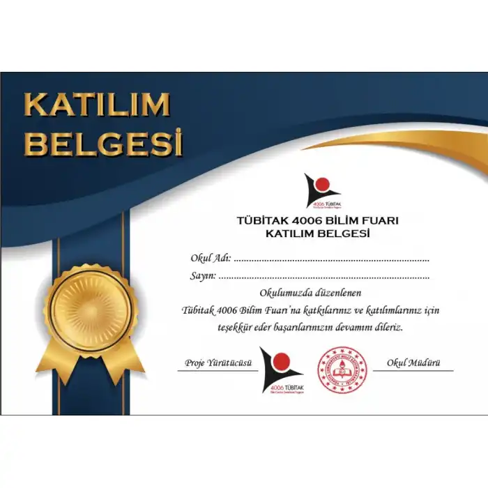 Okul Bilim Fuarı Katılım Belgesi ve Sertifika 1
