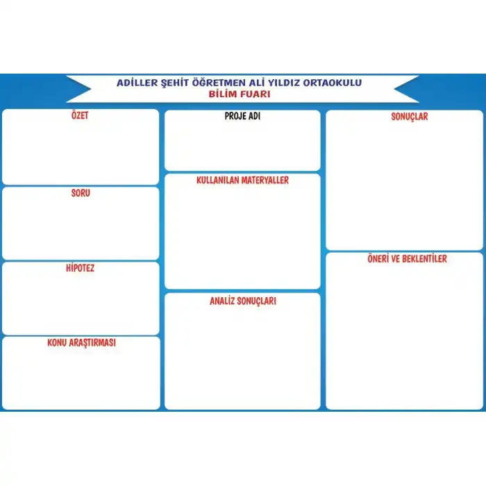 Okul Bilim Fuarı Proje Sunum Panosu Folyosu (Sadece Baskı) 70x100 (KATLANABİLİR, YAZ-SİL)