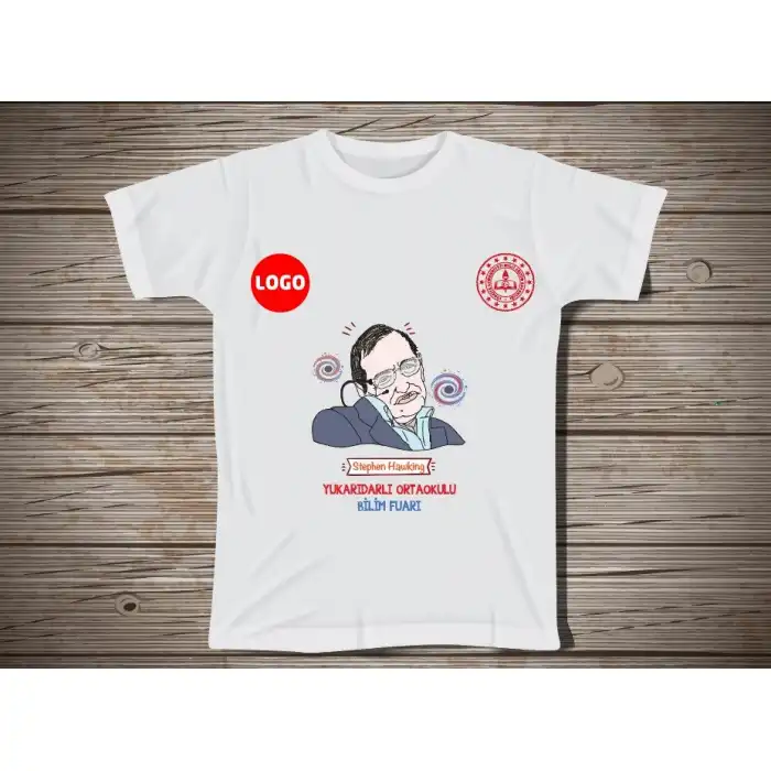 Okul Bilim Fuarı Tişört 114 (Stephen Hawking)