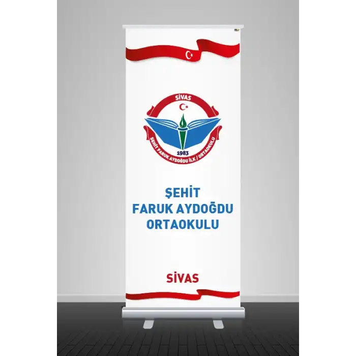 Okula Özel İsimli ve Logolu Rollup